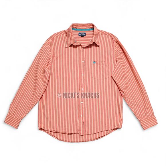 Aeropostale Orange White Striped Button Down Shirt Casual Preppy Size L - Picture 2 of 7
